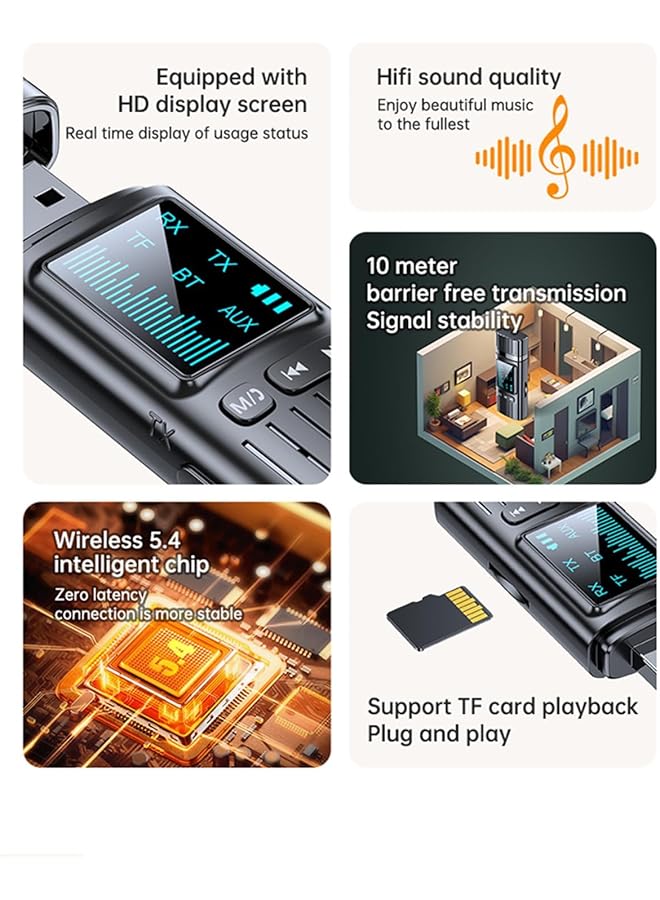 KASTWAVE Bluetooth 5.4 Transmitter Receiver 2 In 1 – Mini Usb Wireless Audio Adapter, 3.5Mm Bluetooth Aux Adapter For Tv Pc Speakers Car/Home Stereo System, Usb Power Supply - Image 5