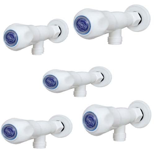 SHRUTI Plastic Body Angle ValveAngle Cock Stop CockStop ValvePVC tap with PVC Wall Flange1339 Pack of 5Pcs - Image 1