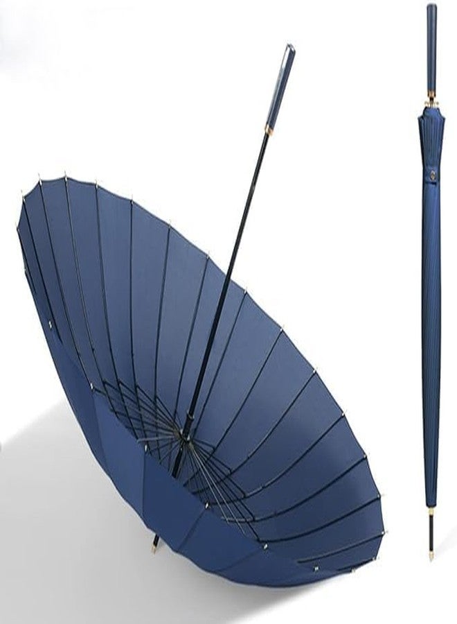 Shrux 24 Ribs Straight Handle Umbrella Large Auto Open/Close | Automatic Open Oversize Anti-UV Straight Umbrella for Rain Suitable for Man & Woman | 71 Inch long Luxurious Umbrella For family (Blue) - Image 2