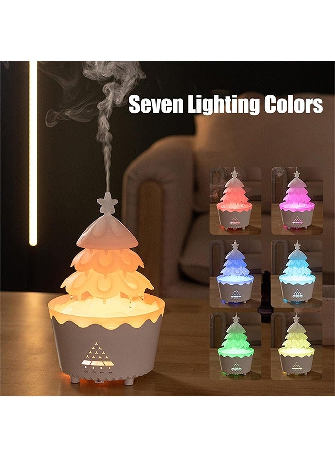 Tree Diffuser, Tree Shape Essential Oil Diffuser,  Oil Diffuser with Rain Drip, 7 Color Led Lights Remote Control Small Aromatherapy Diffusers (Red)