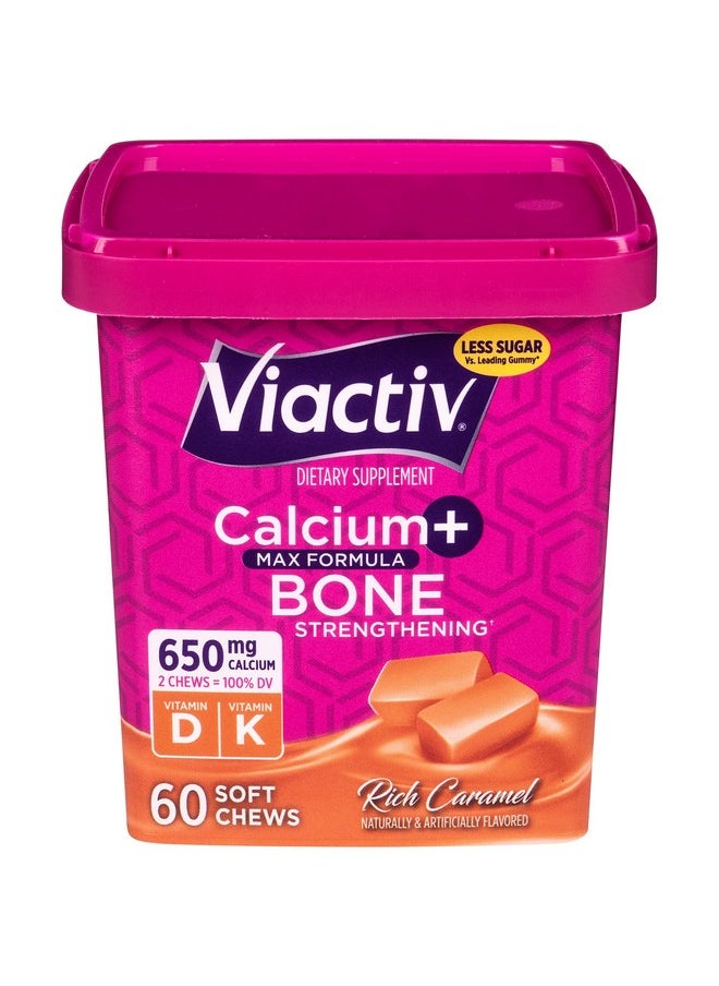 Viactiv - Viactiv Calcium +Vitamin D3 Supplement Soft Chews, Caramel, 60 Chews - Calcium Dietary Supplement for Bone Health - Image 1