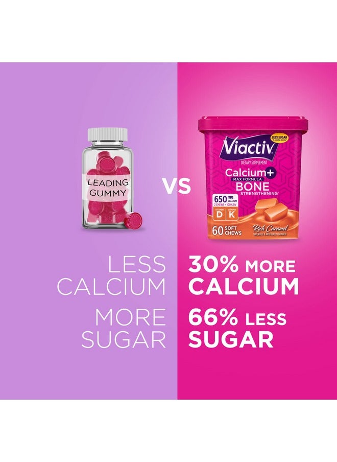 Viactiv - Viactiv Calcium +Vitamin D3 Supplement Soft Chews, Caramel, 60 Chews - Calcium Dietary Supplement for Bone Health - Image 1
