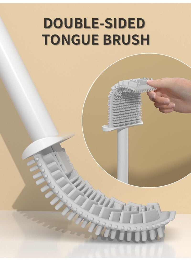 Genie Jar 3 Piece Toilet Brush Set Wall Mounted Silicone Toilet Brush with Holder No Drill Bathroom Cleaning Brush Set with Ventilated Base - Image 5
