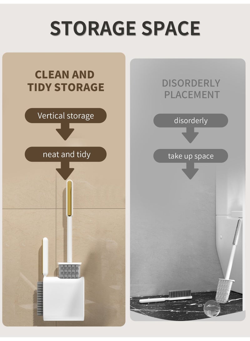 Genie Jar 3 Piece Toilet Brush Set Wall Mounted Silicone Toilet Brush with Holder No Drill Bathroom Cleaning Brush Set with Ventilated Base - Image 2