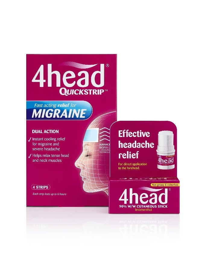 4head شرائط تخفيف الصداع والشقيقة 4Head Quickstrip - عبوة من 4 - Image 3