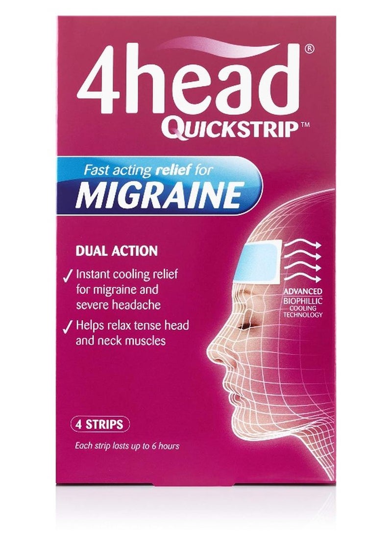 4head شرائط تخفيف الصداع والشقيقة 4Head Quickstrip - عبوة من 4 - Image 1