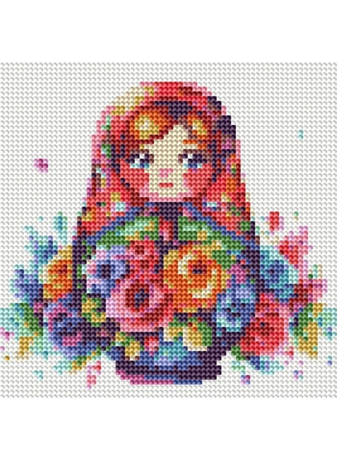 Diamond Painting Kit 5D Diamond Art Set for Kids & Adults DIY Wall Decor Craft, Russian Doll Design, Acrylic Diamonds, Adhesive Canvas with Wooden Frame, Relaxing Hobby Art Kit, 20x20 cm - Image 3