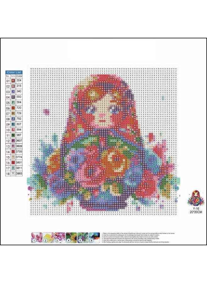 Diamond Painting Kit 5D Diamond Art Set for Kids & Adults DIY Wall Decor Craft, Russian Doll Design, Acrylic Diamonds, Adhesive Canvas with Wooden Frame, Relaxing Hobby Art Kit, 20x20 cm - Image 4