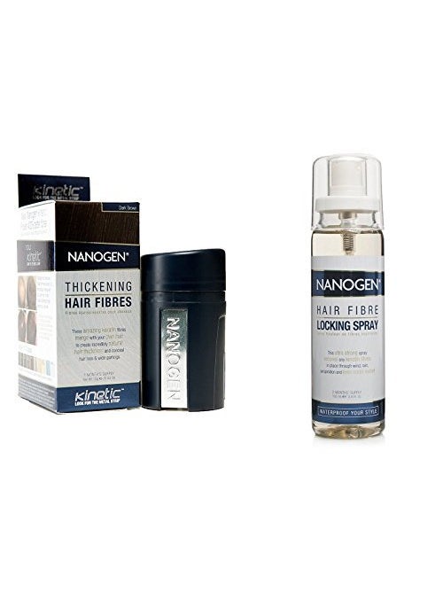 Nanogen Nanogen Combo of Nanogen Thickening Hair Fibres Dark Brown 15gms with Locking Spray  - Image 1