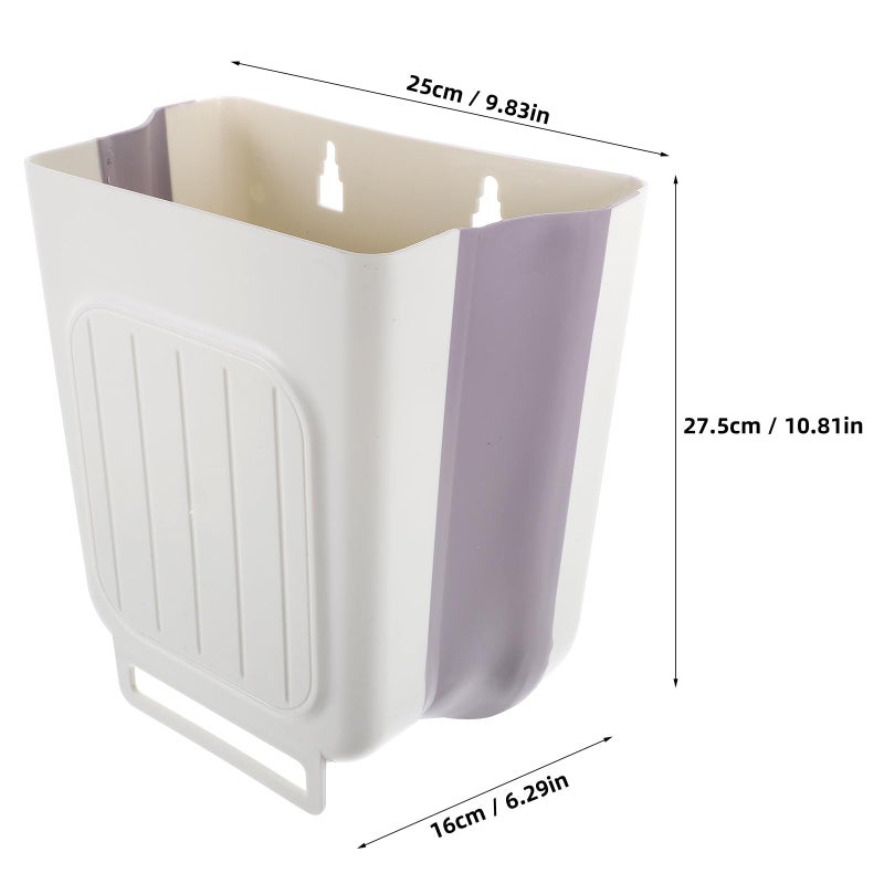 Foldable 11L Kitchen Trash Bin Wall Mounted Cabinet Garbage Can Gray White - Image 3