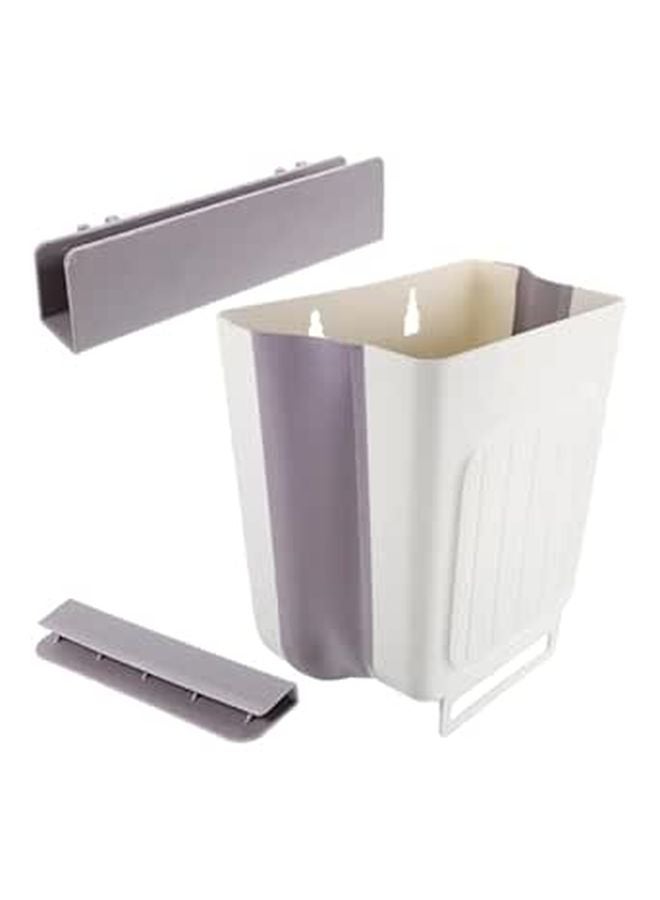 Foldable 11L Kitchen Trash Bin Wall Mounted Cabinet Garbage Can Gray White - Image 1