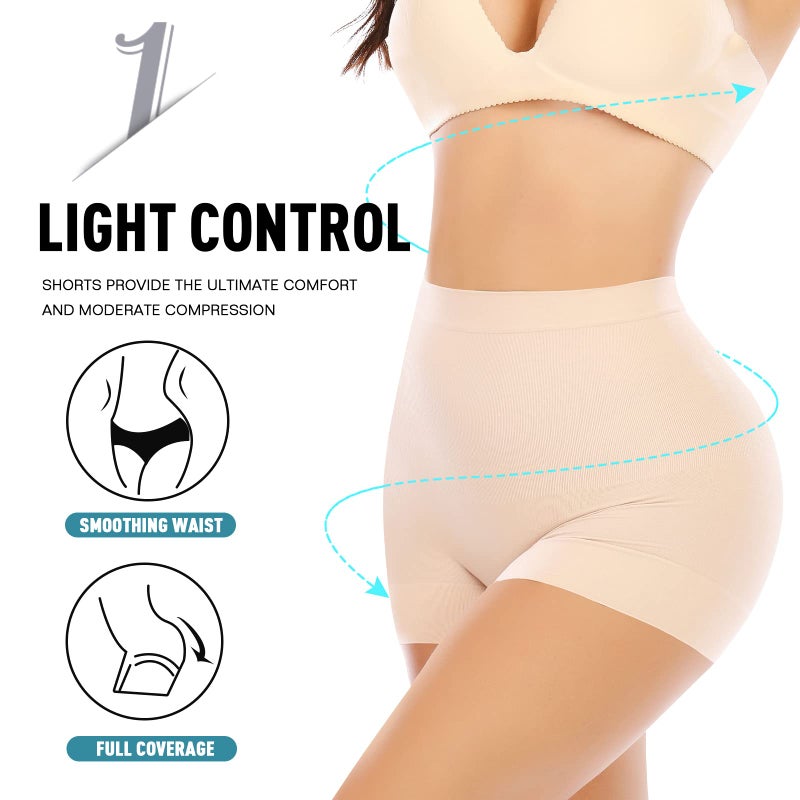 Werena Seamless Shaping Boyshorts Panties for Women Tummy Control Shapewear Slip Shorts Under Dress Underwear (#2 Lower Beige-9,S) - Image 2
