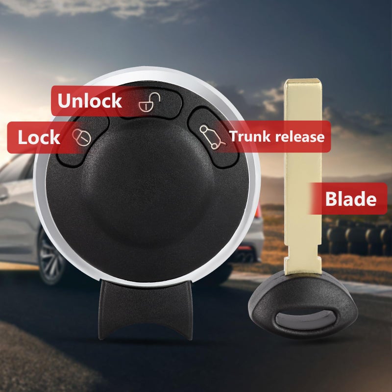 Aichiyu FCC ID: IYZKEYR5602 & KR55WK49333 Smart Remote Control Car Key Fob Replacement for Mini Cooper 2006 2007 2008 2009 2010 2011 2012 2013 CAS System Remote 315Mhz - Image 2