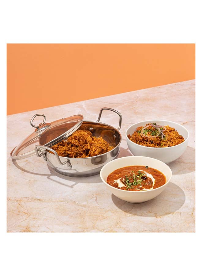 VINOD قدر فينود من الفولاذ المقاوم للصدأ مع غطاء زجاجي - 3.7 لتر، 26 سم | سميك إضافي، قاعدة ثقيلة SAS | قدر للطهي | قاعدة تعمل بالحث والغاز | ضمان لمدة 2 سنة - فضي - Image 5