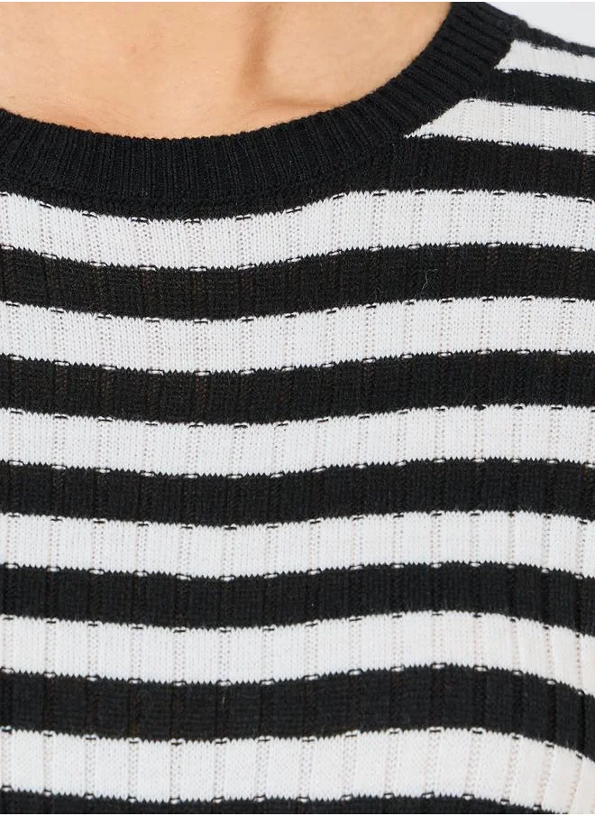 Styli Striped Knit Sweater Midi Dress
