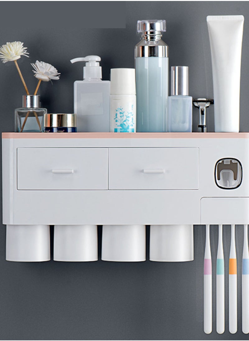 Multi-Functional Toothbrush Holder with 4 Magnetic Cups and Integrated Cosmetic Storage Box White Pink - pzsku/ZB4998D3651367CBF6D8BZ/45/_/1716193348/1f2bf00f-f78e-4ce1-8d8b-fd529662b2d1