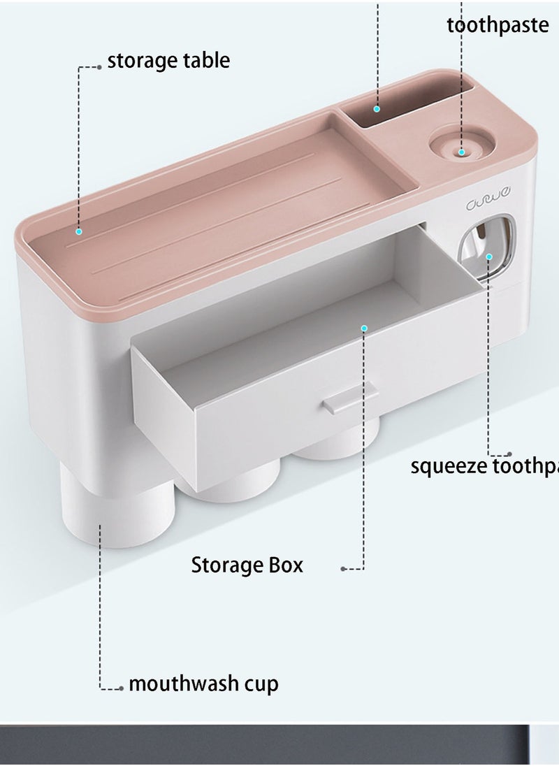 Multi-Functional Toothbrush Holder with 4 Magnetic Cups and Integrated Cosmetic Storage Box White Pink - pzsku/ZB4998D3651367CBF6D8BZ/45/_/1716193362/fc50888b-710b-4b1a-95a5-b73b87b03d97