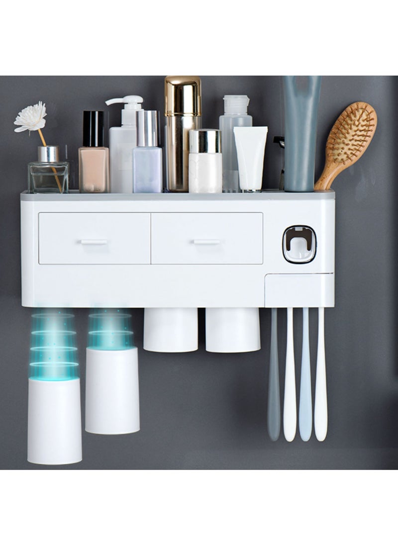 Multi-Functional Toothbrush Holder with 4 Magnetic Cups and Integrated Cosmetic Storage Box White Pink - pzsku/ZB4998D3651367CBF6D8BZ/45/_/1716193363/a2fd89a0-5fe3-417b-ad8b-839b707e0678