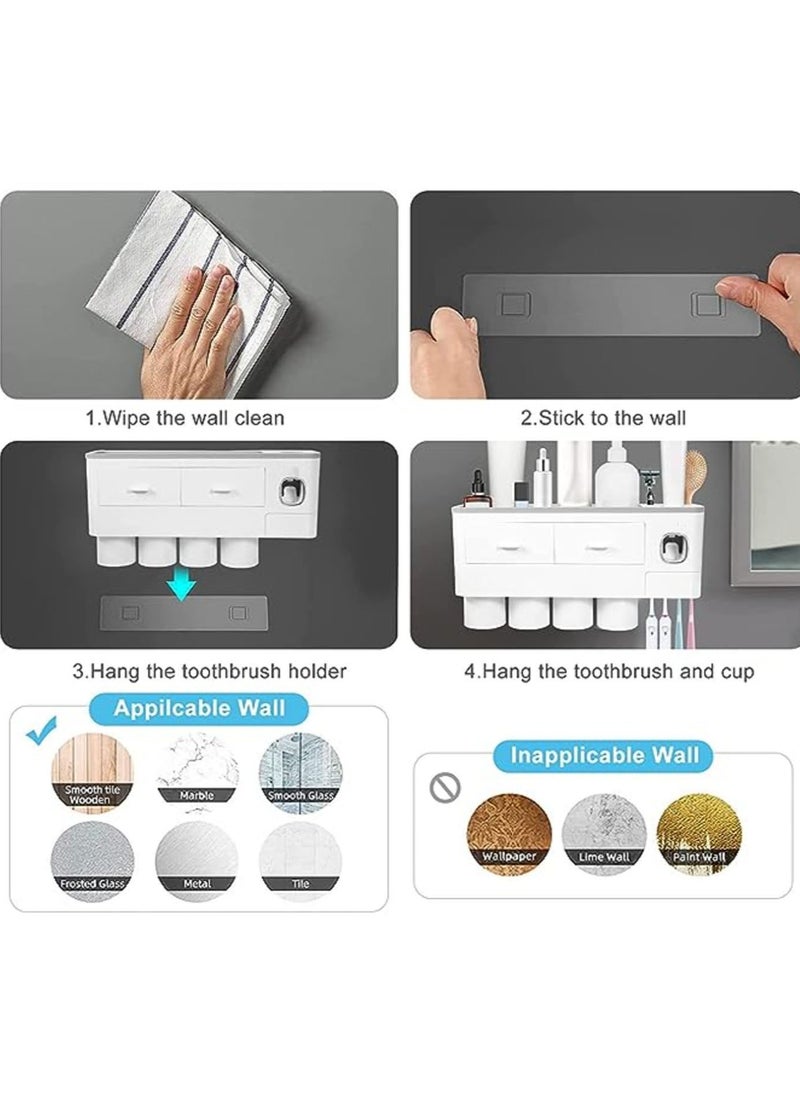 Multi-Functional Toothbrush Holder with 4 Magnetic Cups and Integrated Cosmetic Storage Box White Pink - pzsku/ZB4998D3651367CBF6D8BZ/45/_/1716193368/cc6f001a-cb2e-48d8-9b21-5731f03dd72b