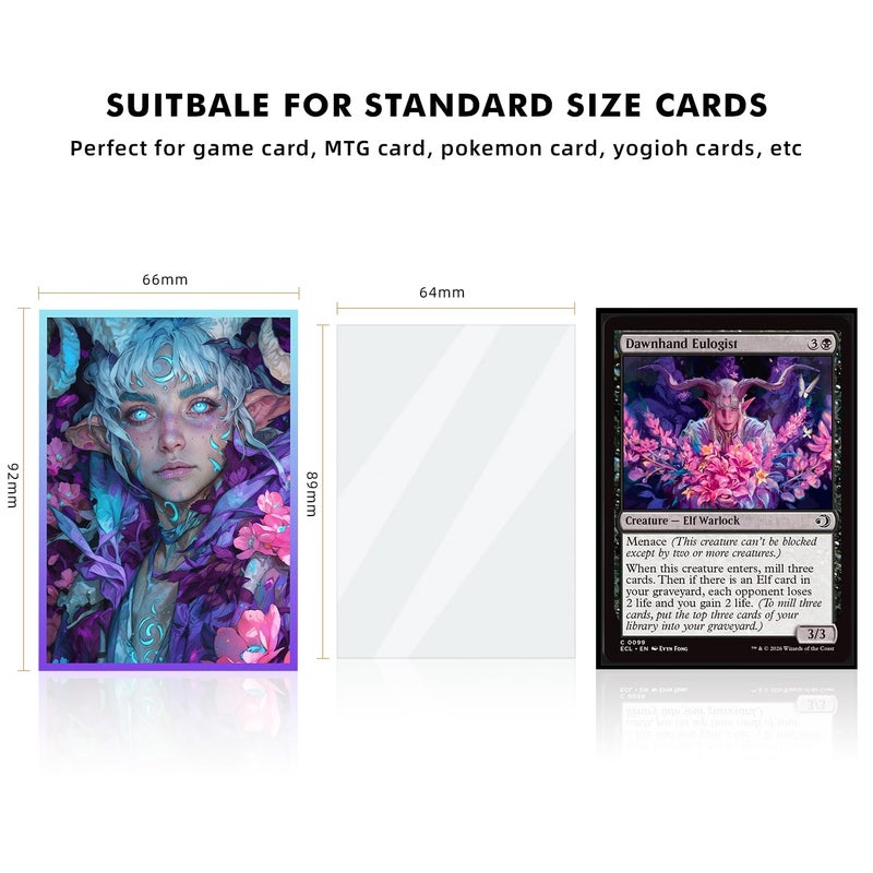 Katomula 100 MTG Card Sleeves with 100 Inner Sleeve, Textured Back Art Sleeves, Fit Standard Size Cards- Elven Mage - Image 3