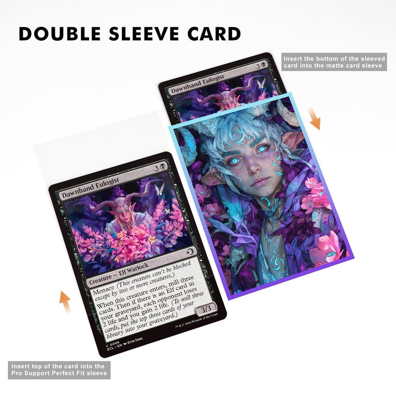 Katomula 100 MTG Card Sleeves with 100 Inner Sleeve, Textured Back Art Sleeves, Fit Standard Size Cards- Elven Mage - Image 4