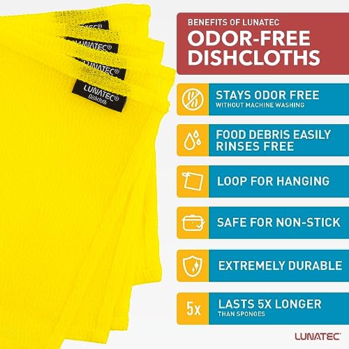Lunatec Odor-Free Kitchen Dishcloths. A Scrubber and scouring pad for All Surfaces. (4-Pack) - Image 2