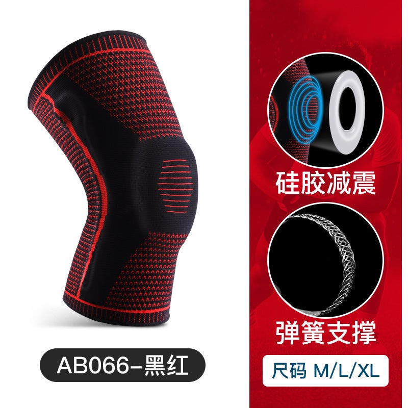 Generic Outdoor Sports Jacket Summer Pressurized Silicone Spring Breathable Kneepad Mountaineering Running Basketball Riding Knitted Kneepad AB066 -- red single 