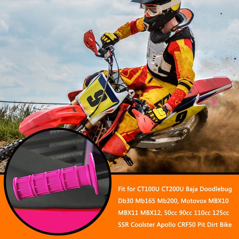 HOLATO 7/8" Handlebar Grips for 50cc-125cc CRF70 CRF80 TRX450 TTR90 TTR110 TTR125 PW80 RM80 DR650 KLX250 KLX300 KX65 SSR125 Pit Dirt Bike ATV Quad Motocross Motorcycles CT100U CT200U Mini Bike Pink - Image 3