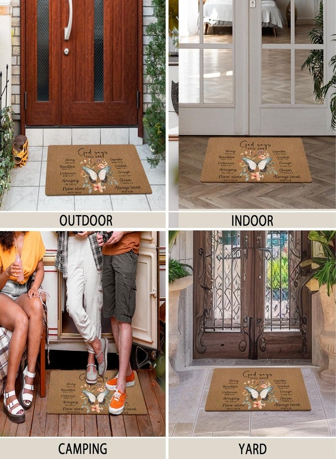 huester Christian Welcome Door Mat, God Says You are Bible Verse Religious Butterfly Decorative Home Indoor Outdoor Porch Front Door Entrance Outside Welcome Doormat, 17x30 Inch - Image 5