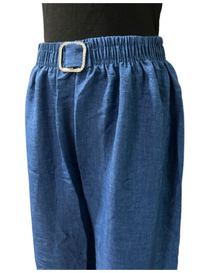 Women's Elastic Waist Wide Leg Pants for Casual Wear Free Size - Image 2