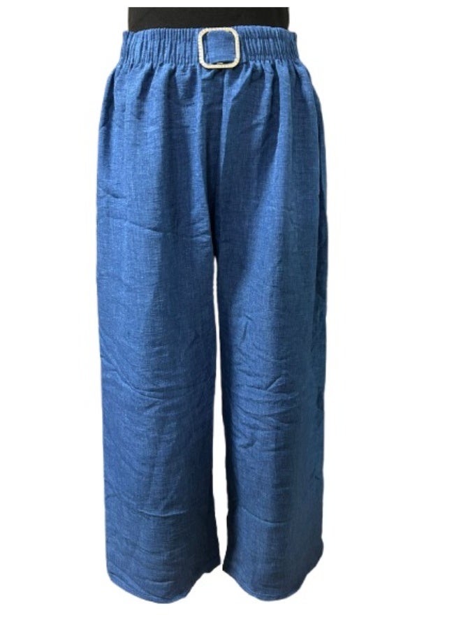 Women's Elastic Waist Wide Leg Pants for Casual Wear Free Size - Image 1