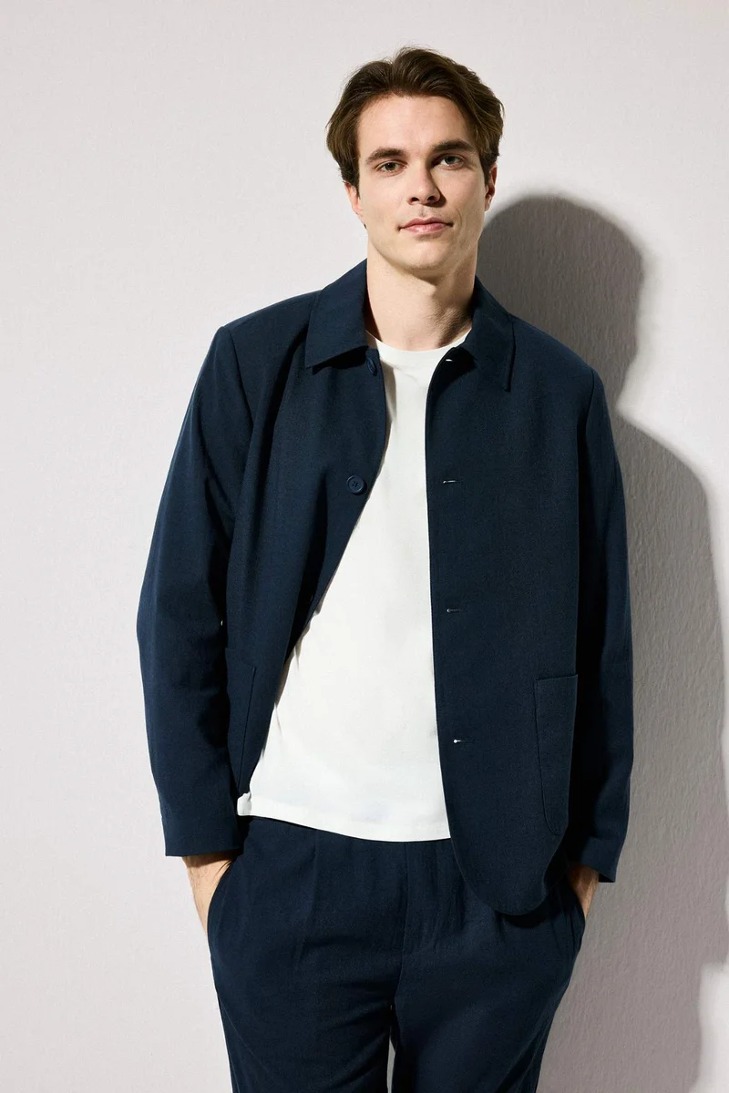 Regular Fit Polo Collar Half Lining Blazer
