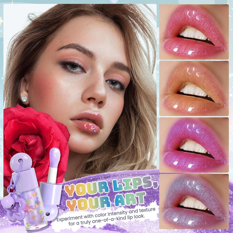 Jcoos Lip Gloss Making Kit, JCOOS Lip Gloss Making Kit, 94 Pcs Funny DIY Lip Gloss Keychains for Girls, Moisturizing Lip Gloss Kit with - Image 4