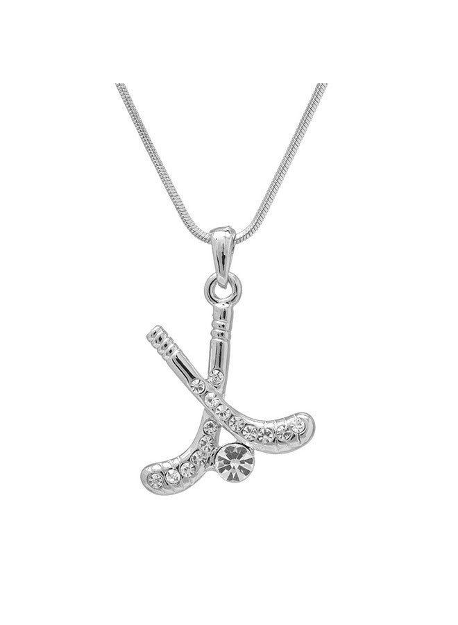 SpinningDaisy Crystal Field Hockey Stick With Ball Necklace - Image 1