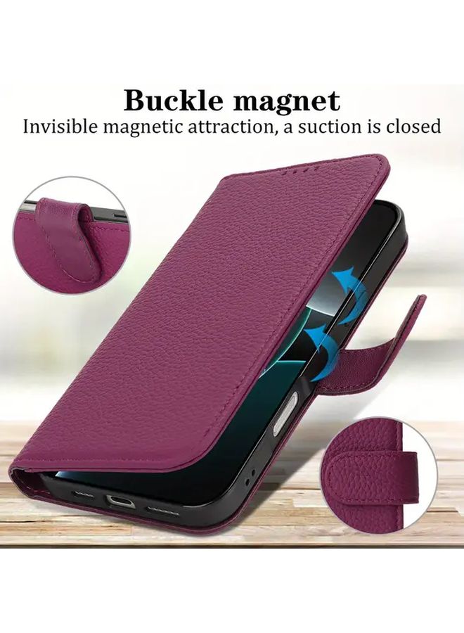 Leather Wallet Case For IPhone 16 With RFID Blocking Card Slots Magnetic Buckle Black - Image 3