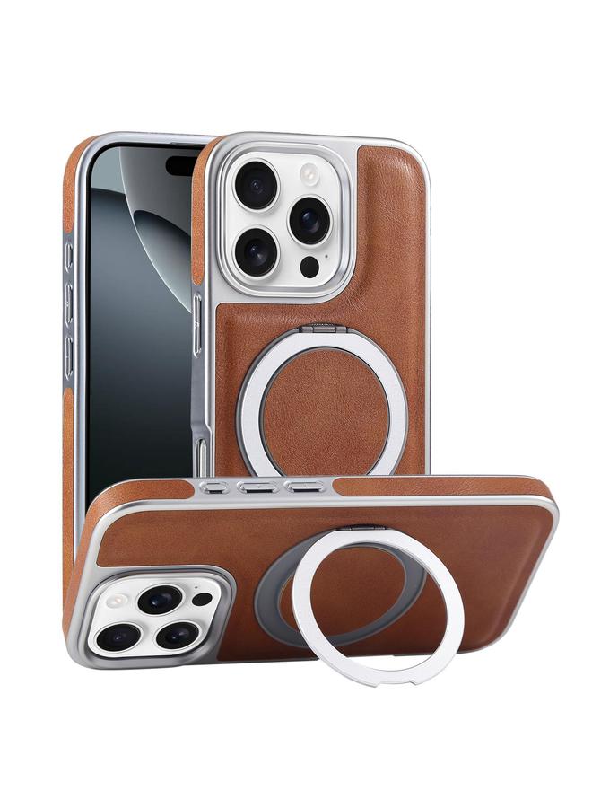 اس-توب جراب لهاتف iPhone 16 Pro مصنوع من الجلد المطلي مع حامل مغناطيسي دوار من MagSafe - Image 1