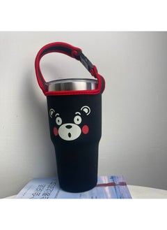 Generic In Stock Wholesale Mr. Bubble Ice Cream Cup Cover Portable Crossbody Diving Material Car Cup Cover Kumamoto Series Cup Cover-Color:Red Edge Big Face Bear-Capacity:900ml  - Image 1