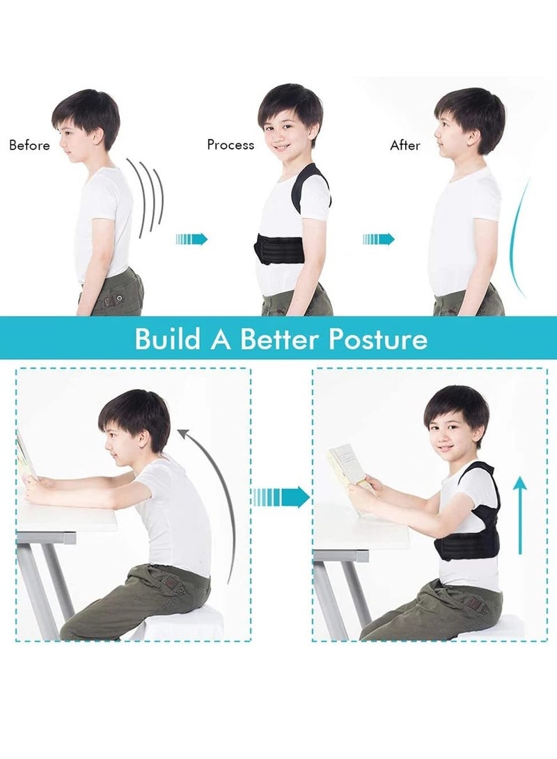 KASTWAVE Back Brace, Posture Corrector for Kids Teens, Relieve Back Pain Adjustable Upper Back race Spinal Support with Soft Shoulder Pads to Prevent Humpback, Recommended by Doctor (M, Blue) - Image 2