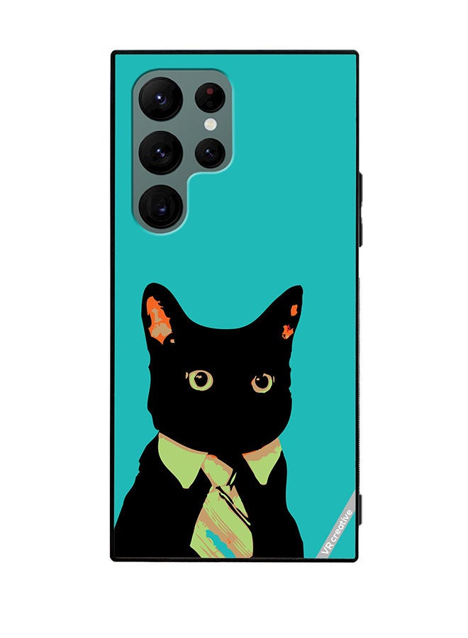 VR CREATIVE Protective Case Cover For Samsung Galaxy S22 Ultra 5G Business Cat Design Multicolour - Image 1