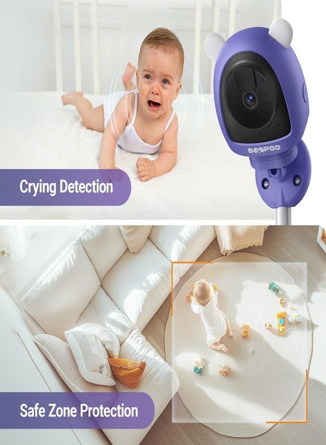 BOOPOO Smart Baby Monitor Contact-Free AI Solution for Breathing Tracker & Cry/Cross/Safe Zone Detection, 2K Viedo Camera HD Night Vision, 2-Way Audio, Soothing Sounds, No Monthly Fee Wall-Mount - Image 3