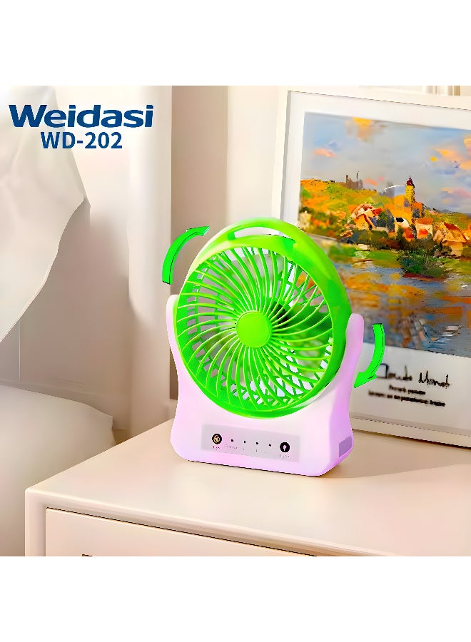 WEIDASI Rechargeable Fan with LED Light – Power Bank Feature for Mobile Charging - Image 3