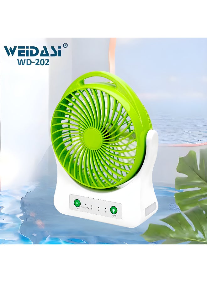 WEIDASI Rechargeable Fan with LED Light – Power Bank Feature for Mobile Charging - Image 2