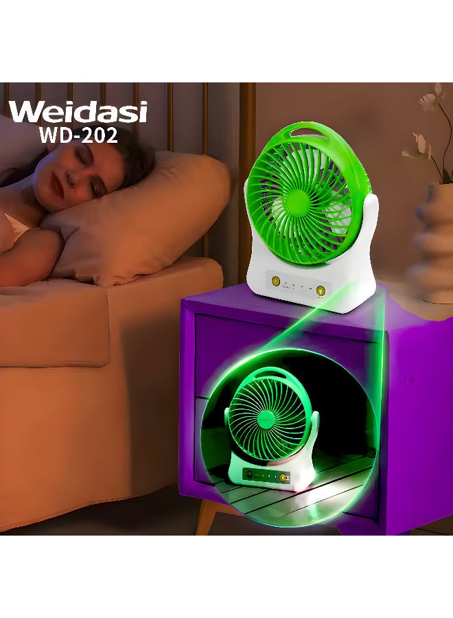 WEIDASI Rechargeable Fan with LED Light – Power Bank Feature for Mobile Charging - Image 5