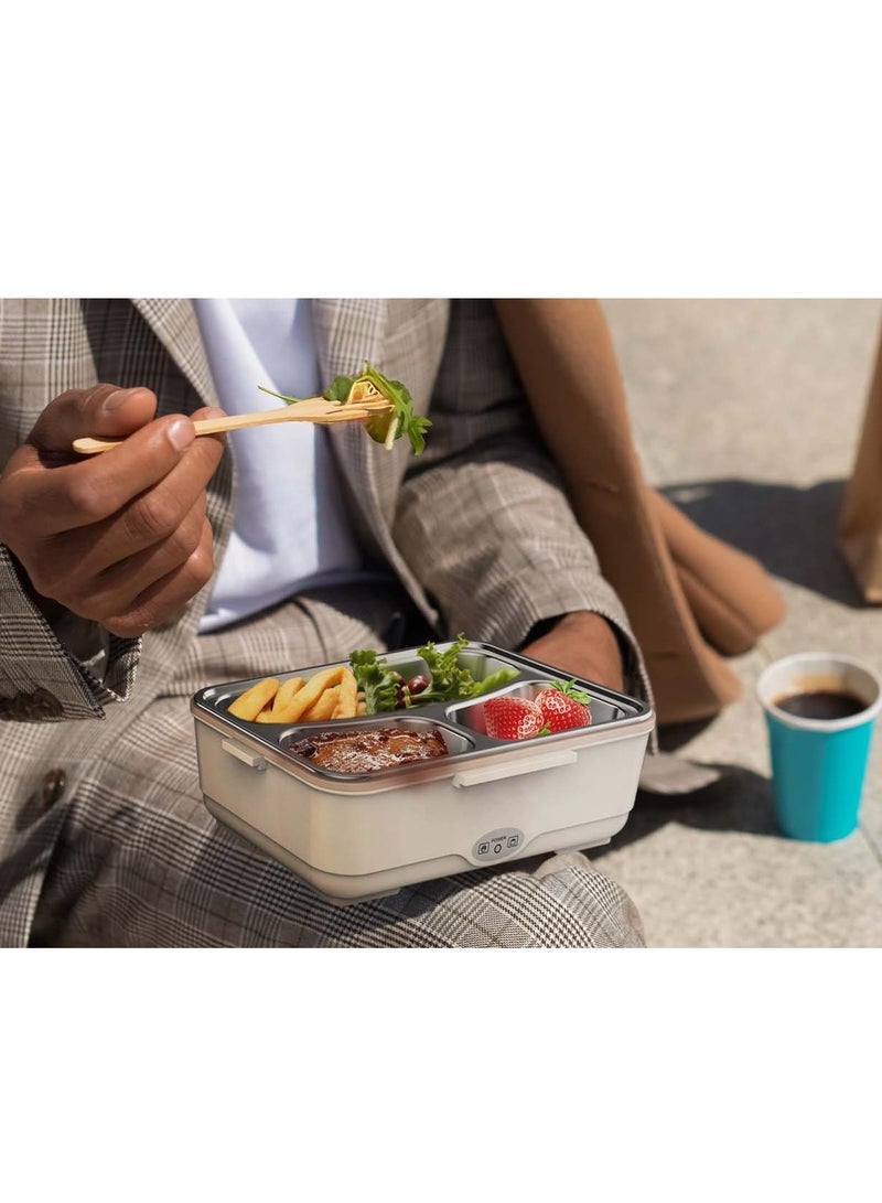 GREEN LION GLB-05 Electric Lunchbox 850ml / Removable Inner Container / Food Grade PP Material / LID With Latches / Detachable UK Plug Power Cord / Dishwasher Safe / BPA-Free / Leak Proof / Portable Handle - Beige - Image 3