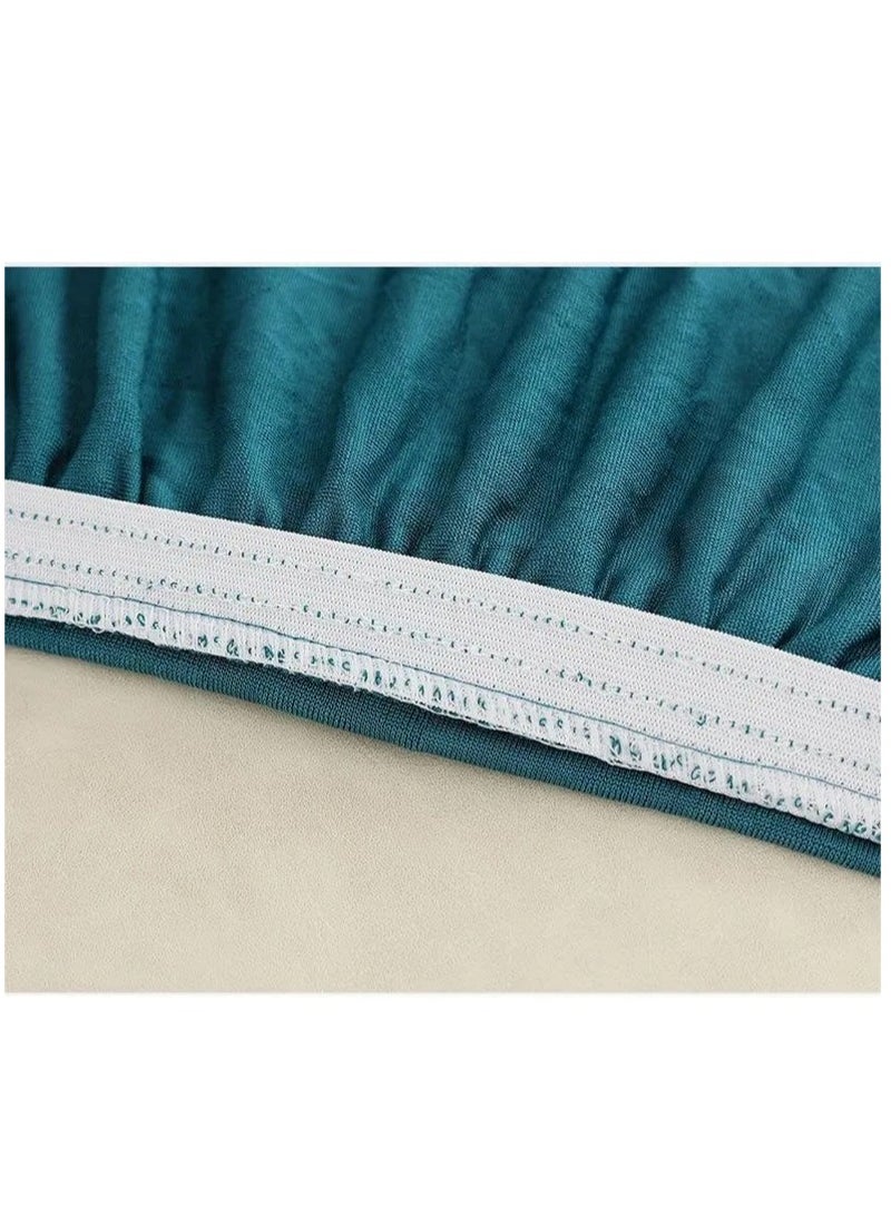 الأزرق جي دبليو تنورة جاكارد مجموعة أغطية كراسي مرنة بزخارف زخرفية ناعمة فاخرة صلبة على طراز المزرعة القديمة قابلة للغسل وناعمة ومطاطية أغطية مقاعد طعام قابلة للإزالة واقية كراسي بارسونز - Image 5