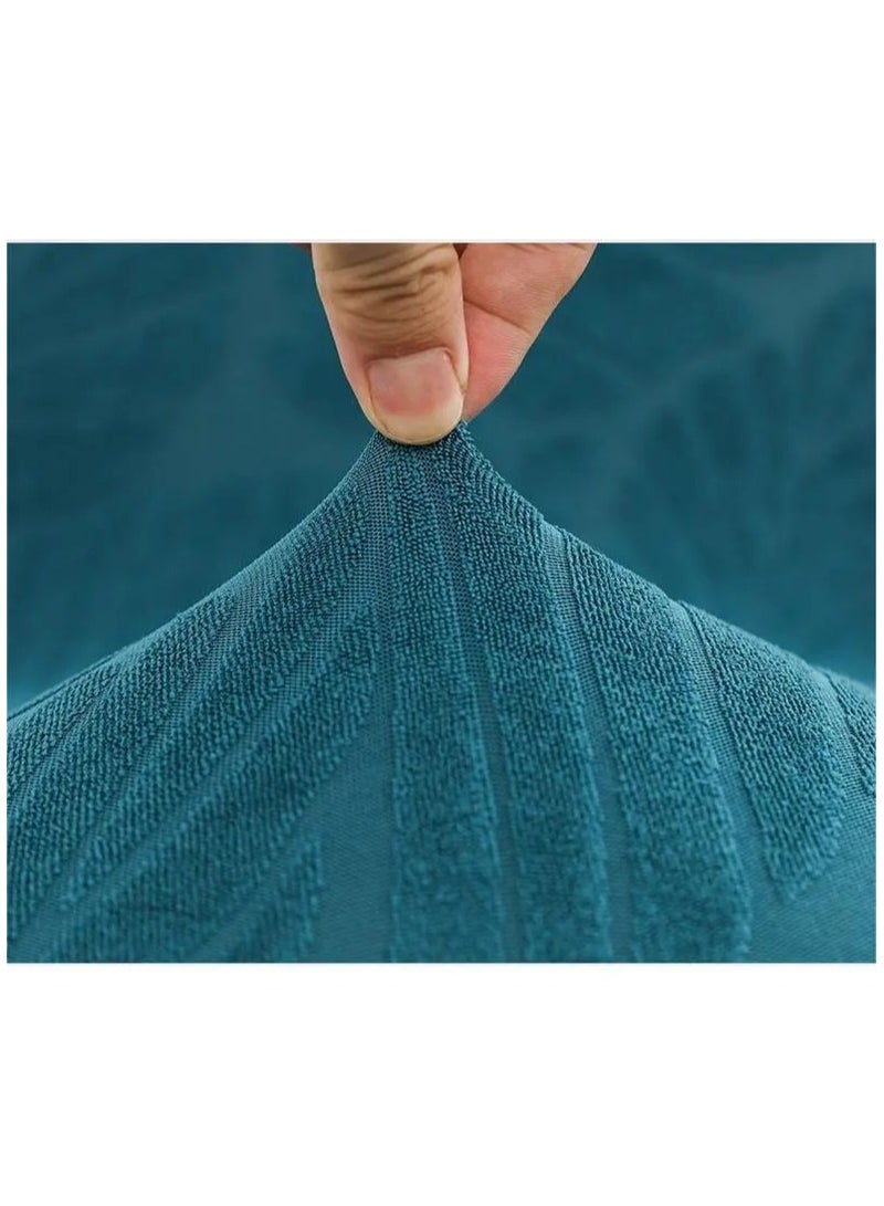 الأزرق جي دبليو تنورة جاكارد مجموعة أغطية كراسي مرنة بزخارف زخرفية ناعمة فاخرة صلبة على طراز المزرعة القديمة قابلة للغسل وناعمة ومطاطية أغطية مقاعد طعام قابلة للإزالة واقية كراسي بارسونز - Image 3