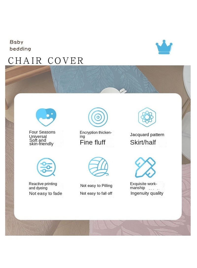 الأزرق جي دبليو تنورة جاكارد مجموعة أغطية كراسي مرنة بزخارف زخرفية ناعمة فاخرة صلبة على طراز المزرعة القديمة قابلة للغسل وناعمة ومطاطية أغطية مقاعد طعام قابلة للإزالة واقية كراسي بارسونز - Image 4