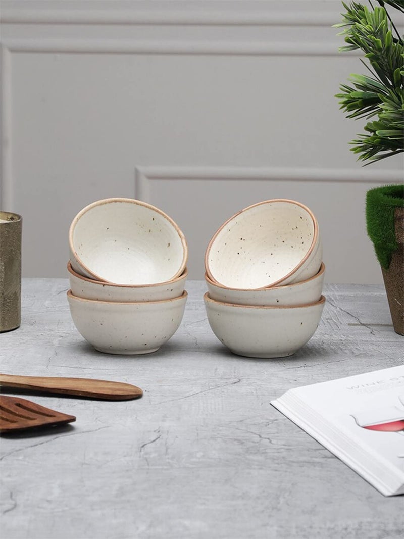 miah decor Miah Décor Ceramic Bowls Set of 6 Pcs Handcrafted Stoneware Matte Finish Dinner Bowl Katori Microwave Safe Freezer Safe Dishware Safe Dessert Snack Soup for Kitchen and Dinning -260 ml - Image 1