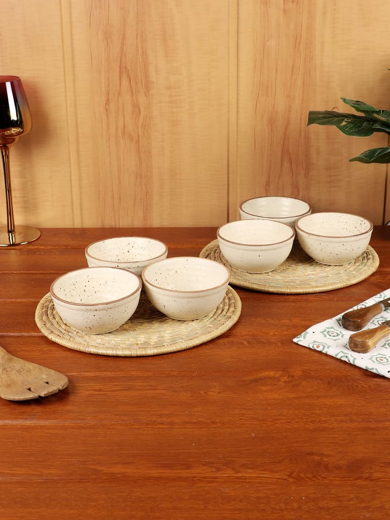 miah decor Miah Décor Ceramic Bowls Set of 6 Pcs Handcrafted Stoneware Matte Finish Dinner Bowl Katori Microwave Safe Freezer Safe Dishware Safe Dessert Snack Soup for Kitchen and Dinning -260 ml - Image 3