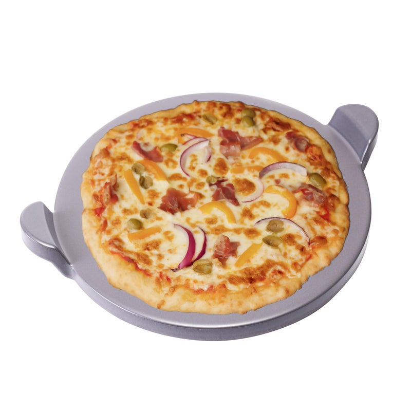 Old Stone Pizza Kitchen Glazed Round Pizza Stone with Handles for Oven and Grill 13 inch